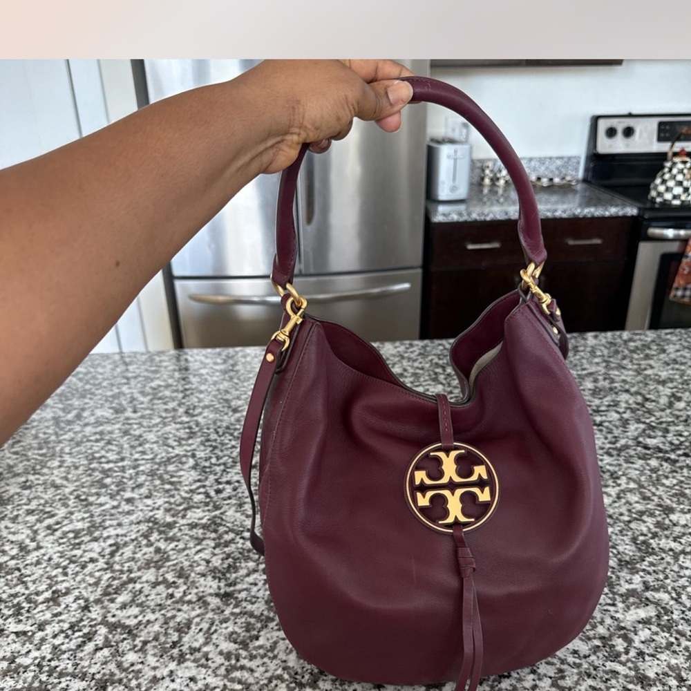 Tory Burch Plum Leather Hobo Bag